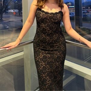 White Fox Boutique Black Lace Maxi Dress